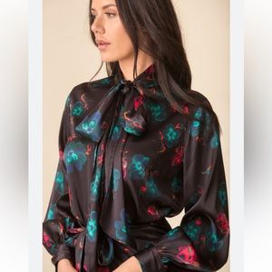 Ganni Silk Tie Neck Blouse